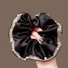 Pearl Polka Dot Satin Pleated Lace Hair Tie for Women