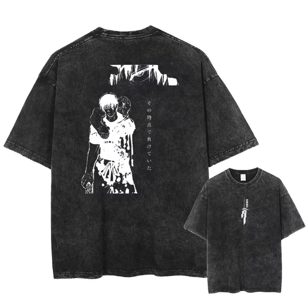2026 Anime Jujutsu Kaisen Fushiguro Toji Printed T‑shirt Men's and Women's Washed T‑shirt High Quality Oversized Casual Streetwear Summer Graphic Tops