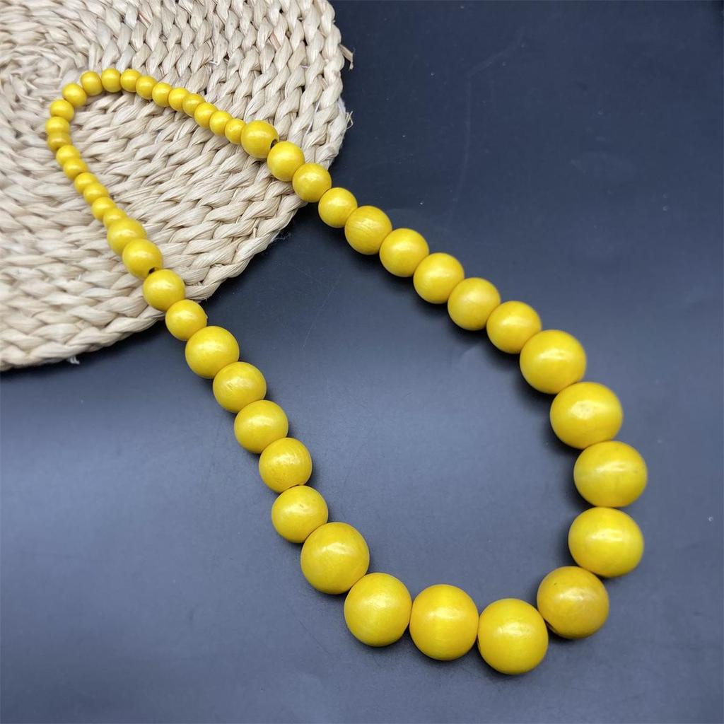 Bohemian Stijl Ronde Houten Kralen Pullover Ketting met Artistieke Retro Versieringen