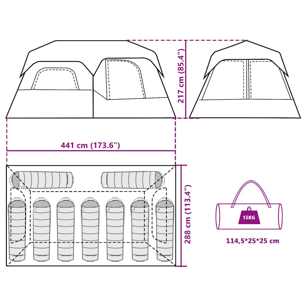 Family Tent for 9 Persons Blue Quick Release Waterproof