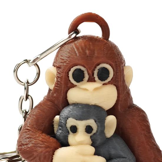 Monkey Holding Plush Toy Keychain 3D Printed Baby Monkey Hanging Keychain Cute Animal Bag Charm for Keys Backpack