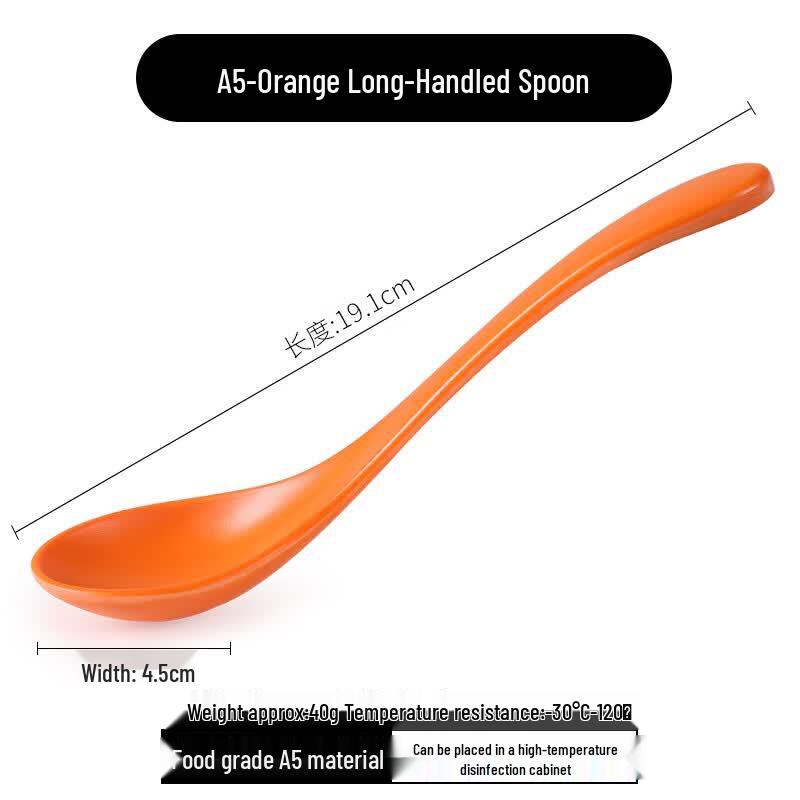 Two-Tone Melamine Long Handle Soup Spoons, 10-Pack