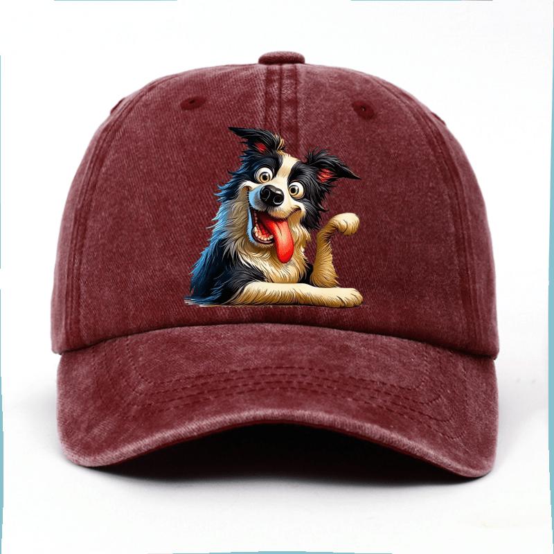 Funny Cartoon Border Collie Dog Print Baseball Cap Adult Unisex Casual Cotton Adjustable Sports Hat One Size