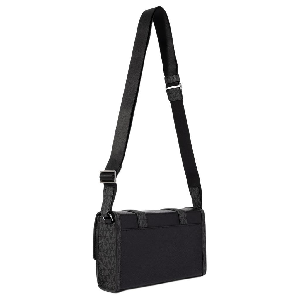 Michael Kors Cooper Monogram Patchwork Flap Shoulder Bag Men Shoulder Bag Black 37S6LCOM1O-BLACK