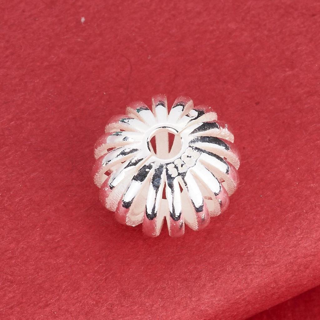 S925 Sterling Silver Striped Pumpkin & Watermelon Charms Spacer Beads for DIY Bracelet Beading.