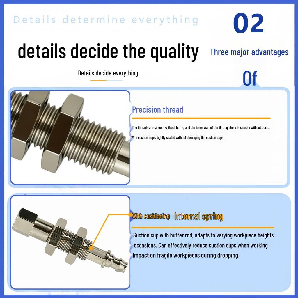 ZPT Vacuum Suction Cup Mini Fitting: Industrial Pneumatic Flat/Pointed Head Anti-Rotation Robotic Arm Holder.