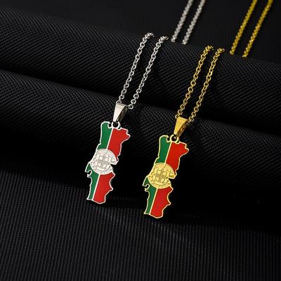 Collana Pendente Portoghese Smaltata in Acciaio Inossidabile Retrò per Uomo e Donna - Accessorio Etnico per Coppie