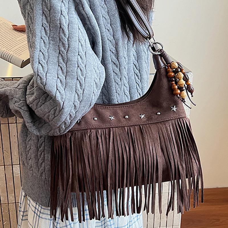 Fashion Trend Retro Fringed Bag Women's Autumn New Casual Shoulder Oblique Underarm Bag