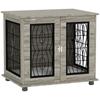 Indoor Dog Crate Furniture End Table with Soft Washable Cushion, Lockable Front Door, for Medium Dogs - Black