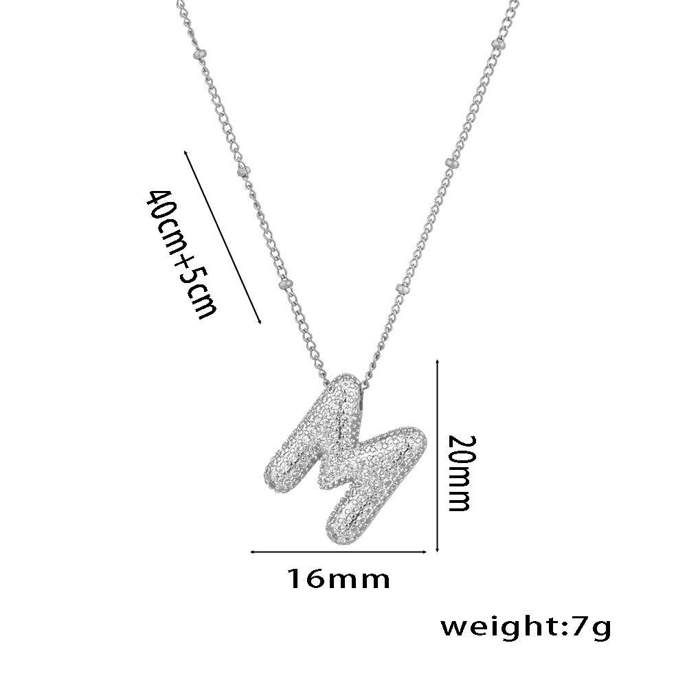 Fashion 26 Bubble Letter Initial Pendant18k Gold Plated Micropaved Full Zirconia Stone Chain Couple Necklace Women Jewelry
