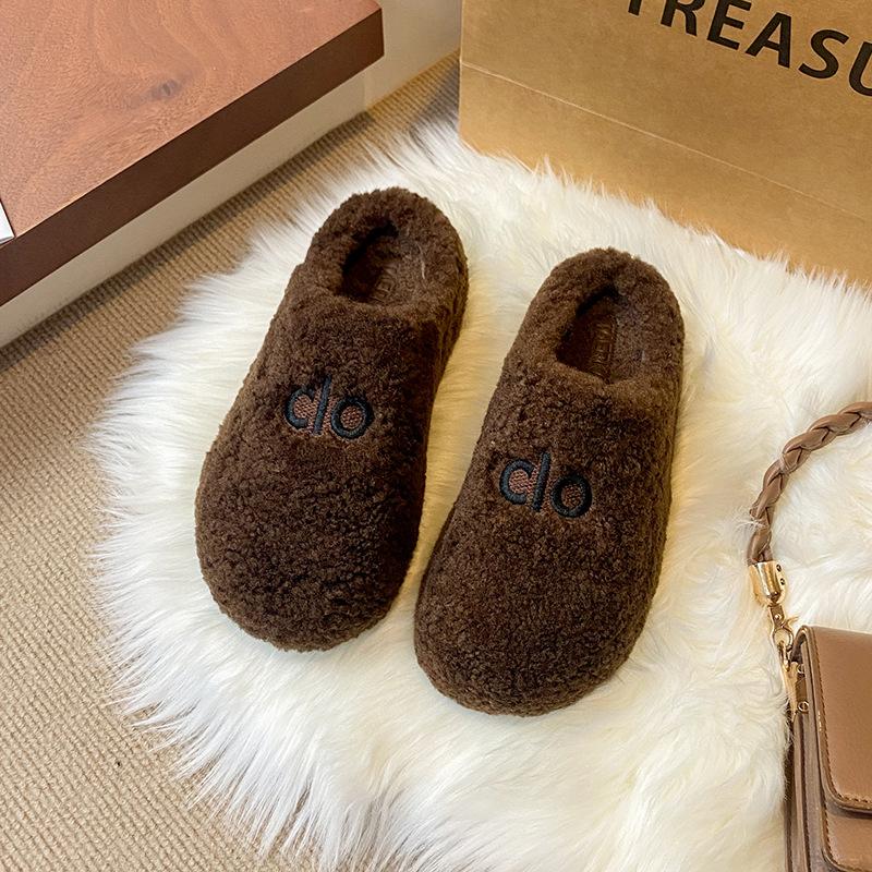 

2025 новый женский верх из овечьей шерсти, однословный, с сумкой на голове, полушлепанцы, ленивые шлепанцы на одной педали Birkencotton 40 темно-коричневого