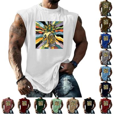 Men Sleeveless Tank Top Loose Fit Casual Streetwear Summer Beach Holiday Daily Wear Printed Graphic Muscle Shirt