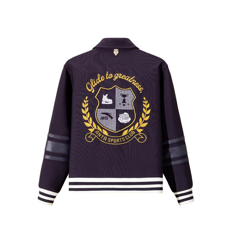 Anta Lifestyle Series Back Letter Stripe Polo Collar Single-Breasted Thick Jacket Women jackets 162548709N-3