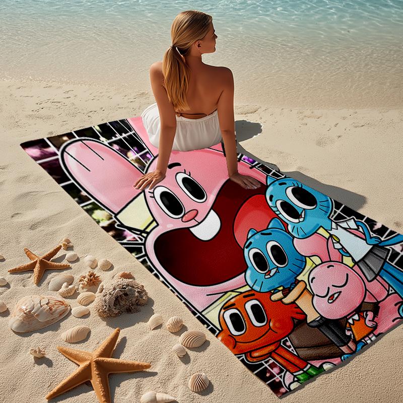 Proof Beach Towel with a The Amazing World of Gumball Pattern - Soft,absorbent,quick-drying,machine Washable - Perfect for Swimming,camping,bathing