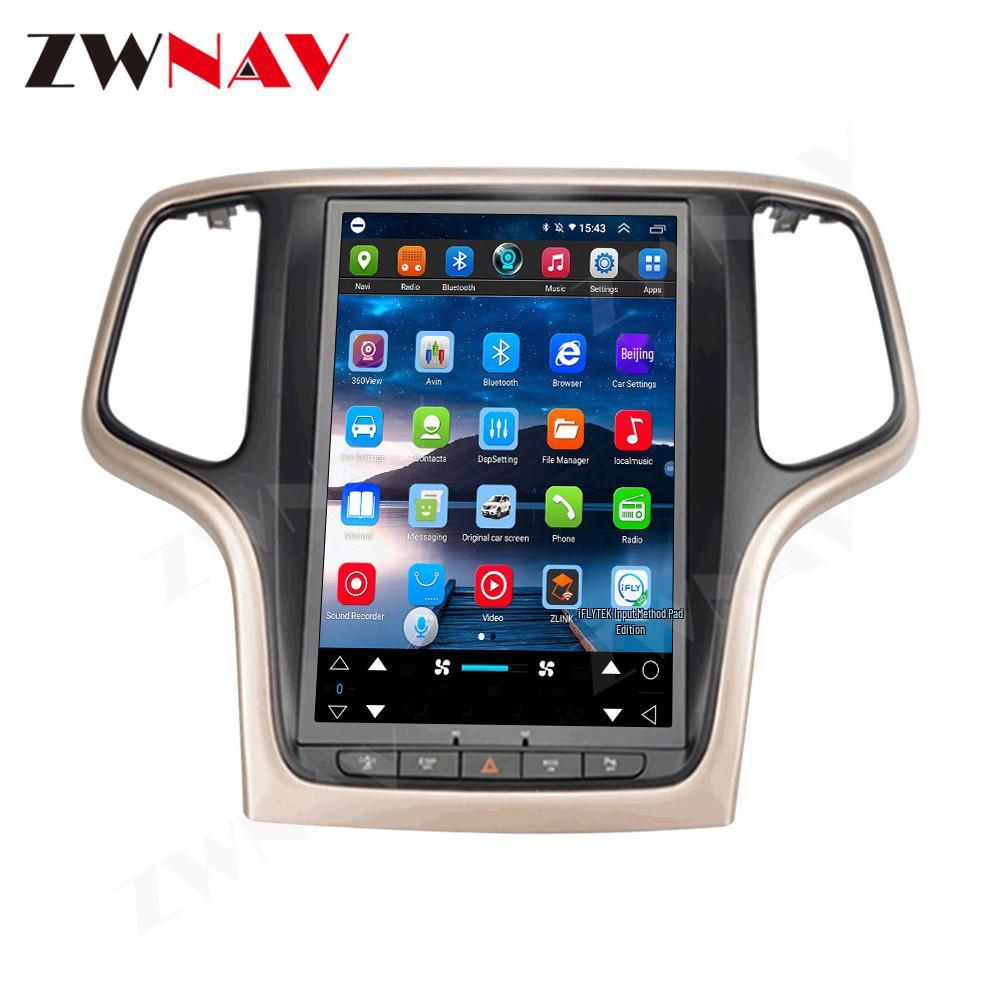 10.4" Navigation Display for Android 10, compatible with 2014-2018 Grand Cherokee, 32GB Storage, 4G Connectivity.