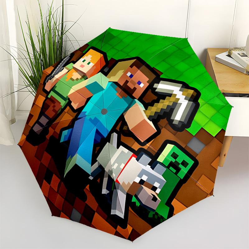 

1pc Minecraft Characters Automatic Folding Umbrella - Compact 8-Rib Design, Durable Plastic & Iron, Perfect Gift for Friends & Family, yy250923039