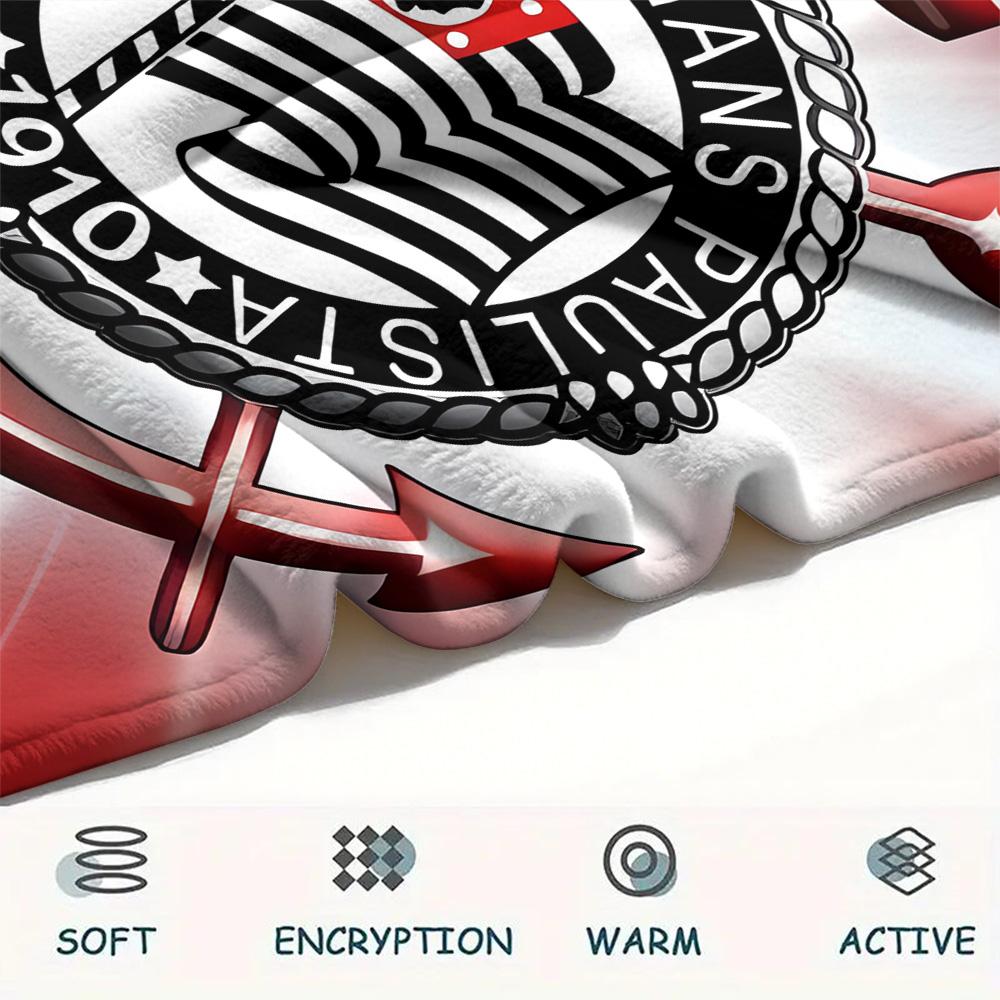 1 pièce Couverture en Flanelle Imprimée SC Corinthians Paulista Haute Qualité Chaude Confortable Couverture pour Toutes les Saisons Parfaite pour les Cadeaux Décoration de la Maison