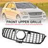 Chrome Black Front Grille Grill Fit Benz W166 2012-2015 ML350 400 550 GTR Style