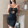 Ženy Summer See Through Club Party Skinny Zebra Stripes Vystřižené sexy mini šaty bez zad