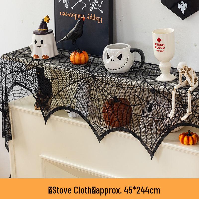 

Скатерть-дорожка и подставки на стол на Хэллоуин в тематике пауков для домашнего декора