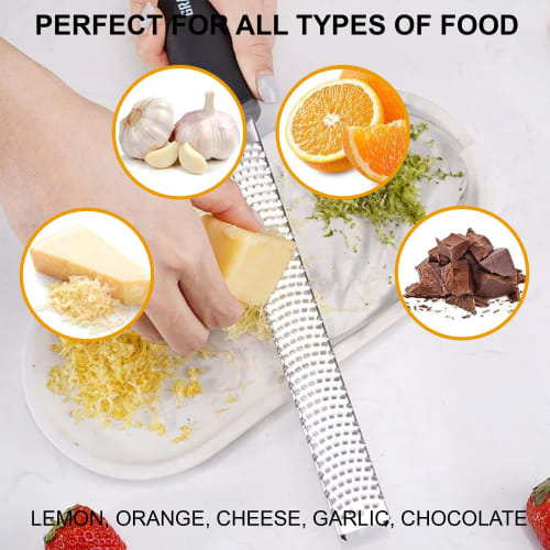 CHEFS Design ~ Premium Lemon Zester Grater with Perfectly Angle Teeth ~ Ideal for Citrus Fruits, Parmesan Cheese, Garlic, Vegetables, and Fruits (Fine