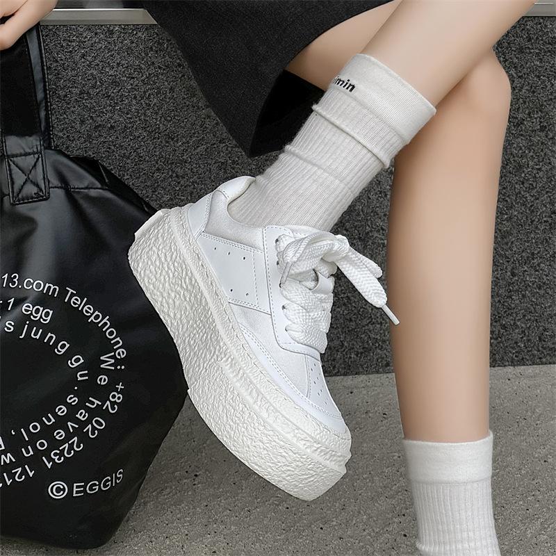 Sports and Leisure Little White Shoes, Advanced Sense of Design, Men's and Women's Niche Thick-soled Heightening Single Shoes, Spring and Autumn 5044