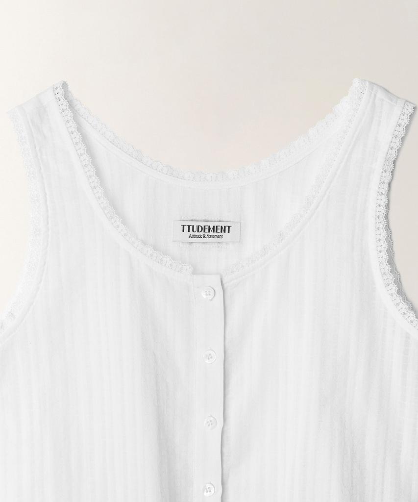 TTUDEMENT Gauze Sleeveless Blouse_White