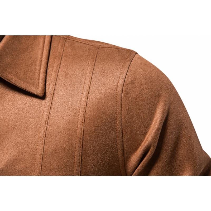 Men’s Suede Turn Down Collar Outdoor Jacket
