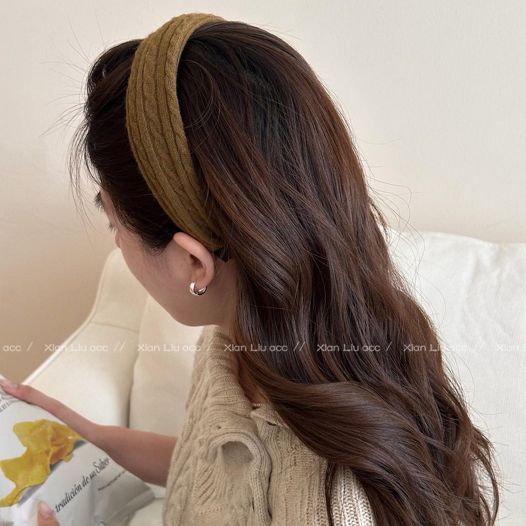 Herbst Winter Breiter Rand Wollstrick Stirnband für Damen Mädchen Handgefertigter Haarreif Damen Haarbügel Mode Haarschmuck