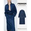 Za2025 Spring New Women's Clothing Temperament Leisure Loose Denim Long Sleeves Lapel Midi Skirt Dress 4441250