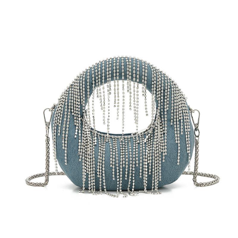Niche Design Full Diamond Dumpling Bag Hand Bag Female Celebrity Dinner Bag Casual Versatile Handbag Rhinestone Bag
