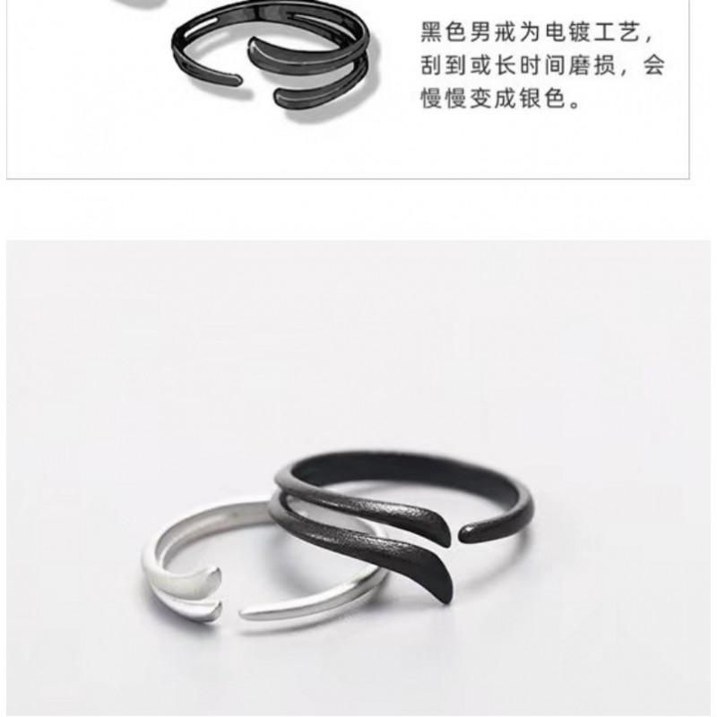 Adjustable Sterling Wing-Themed Couple Rings Set Women Men Vintage Geometric Design With Asymmetrical Feather