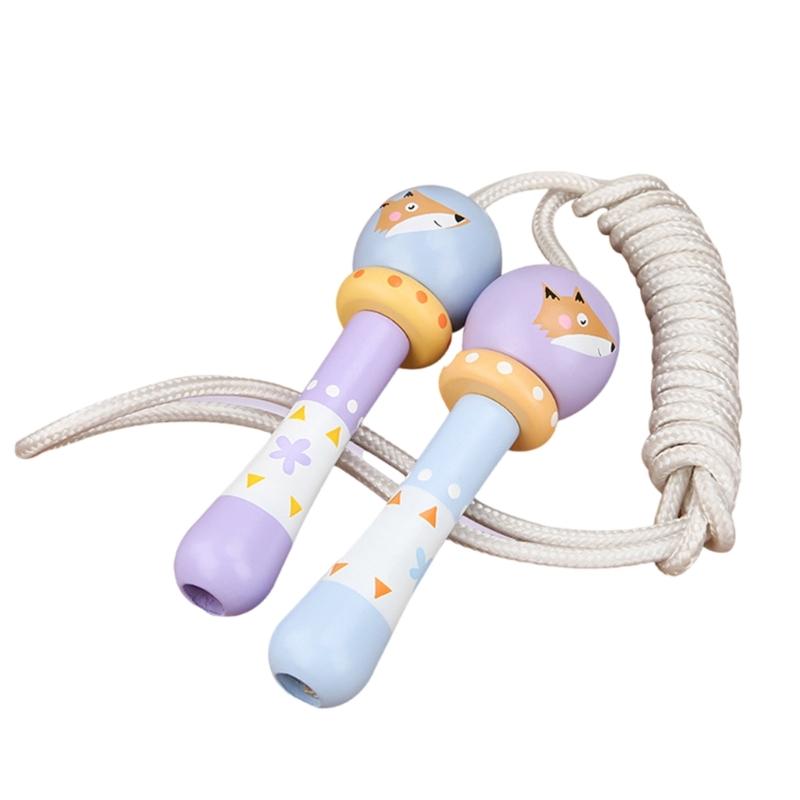 Childrens Adjusted Skipping Rope with Wood Handle Jump Rope Skipping Kids, 216cm Adjusted Rope Skipping Fitness Rope