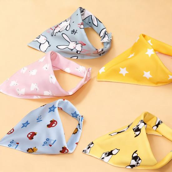 Soft Pet Bandana Cotton Triangle Scarf for Cats And Dogs Cute Cartoon Print Adjustable Drool Bib Easy Clean Pet Accessory