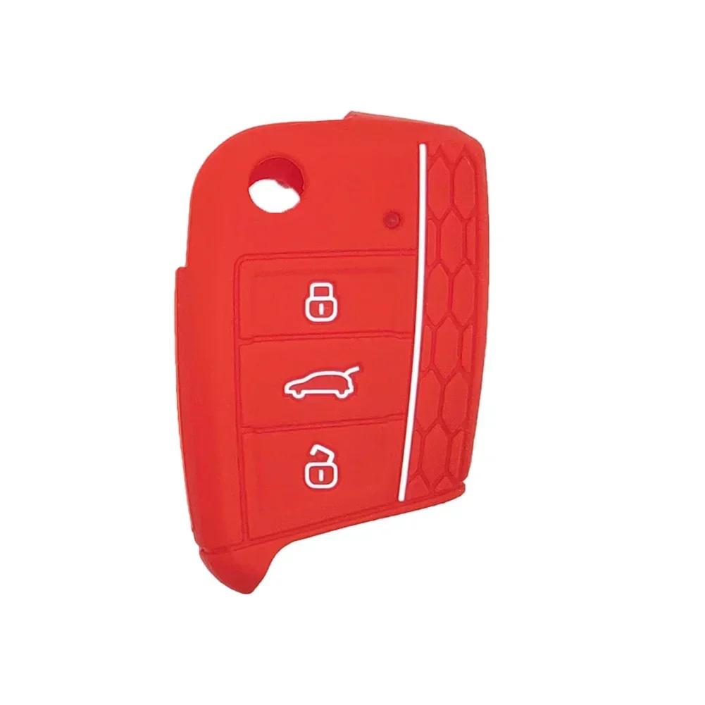 Silicone Car Key Cover Case For Volkswagen VW Golf 7 Polo Tiguan Kodiaq Karoq mk7 Skoda Octavia A7 SEAT Leon Ibiza Fob 3 Buttons