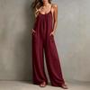 2026 Spring and Summer New European and American Cross-border Women's Clothing Casual Loose Wide-leg with Pockets Seaside Vacation Style Jumpsuit