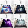 Bedding Quilt and Pillowcase Single/double Bed Full-size Space Planet Printed Bedding Set with Zipper Soft and Comfortable Bedding