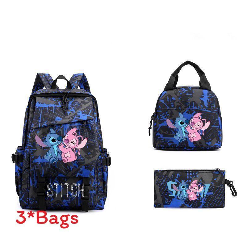 Stitch Student Backpack Lunch Bag And Pen Case Threepiece Set For Use Education