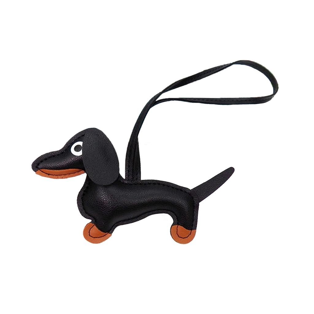 Handmade PU Leather Puppy Dog Keychain Pendant Lovely Dachshund Bag Phone Pendant Women Backpack Handbag Charm Decors