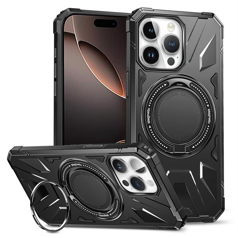 For Magsafe Shockproof Armor Ring Holder Phone Case For IPhone 16 15 14 13 12 11 Pro Max Plus Magnetic Wireless Charging Cover