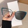 Retro large frame European and American metal cat eye photosensitive color-changing glasses women's round face thin anti-blue light flat light glasse