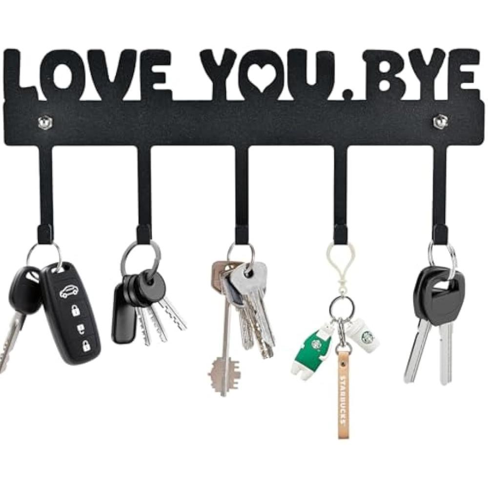 

Black Metal Wall Mount Key Holder Entryway Organizer with 5 Hooks and Mail Storage Basket No Drill Adhesive or Screws 10x4 Inch чёрный