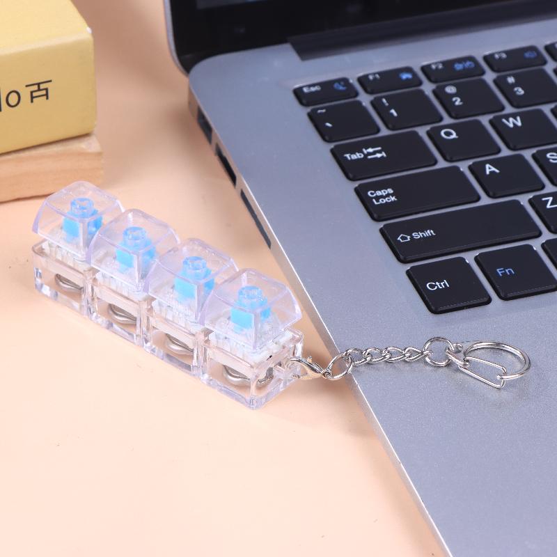 4 Keys LED Light Keyboard Keychain Keyboard Decompression Toys Finger Keyboard Toy DIY Button Stress Relief Toys
