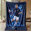 Kylian Mbappe Custom Name Text Flannel Blanket Soccer Logo Personalized Fleece Throw Blanket Special Gift For Sofa Bedroom Home