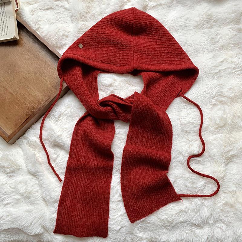 Hat Autumn and Winter Fashion Versatile Hat Scarf Integrated Warm Knitted Wool Hat Scarf