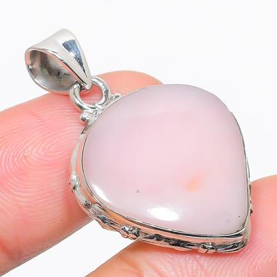 Natural Pink Opal Gemstone Handmade 925 Solid Sterling Silver Pendant 1.50" b0Q69