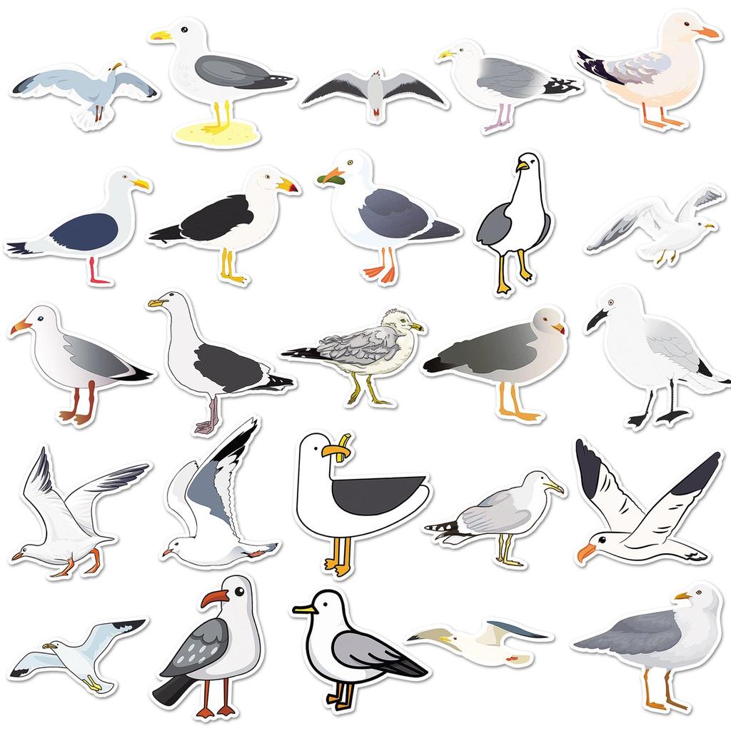 50 Seagull Cartoon Animal Stickers: Waterproof Decorations for Thermos Cups & Notebooks