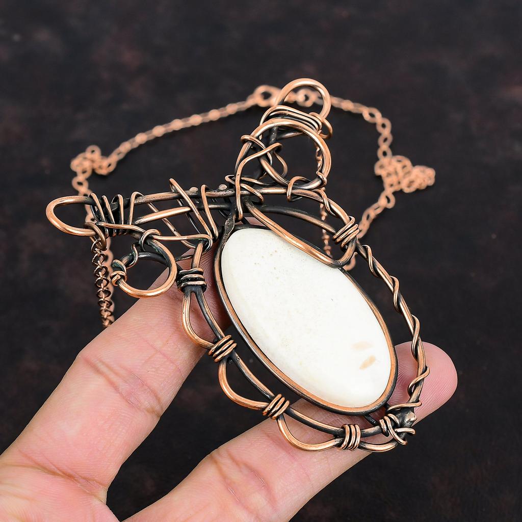 Scolecite Necklace Copper Wire Wrapped Necklace Adjustable Chain Necklace Decent Copper Jewelry Handmade Necklace Wire Wrap Gemstone Jewelry