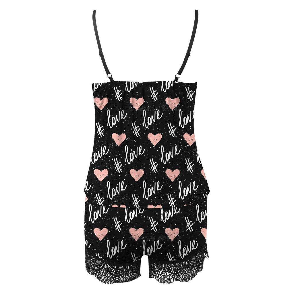 Women's Sexy Lingerie Fashion Lace Splicing Vest Shorts Two Piece Suit