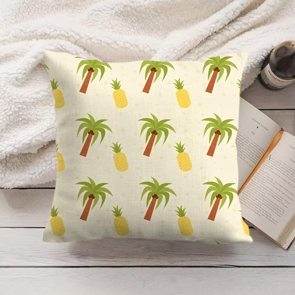 Palm Tree Pattern Cushion Cover Soft Short Plush Pillow Cover Smooth Cozy Texture Aesthetic Cushion Case Home Decor